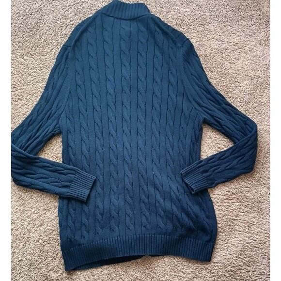 Brooks Brothers Supima Cotton Cardigan Sweater Men's XXL Cable Knit Navy Blue - Picture 2 of 9